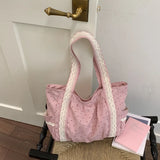 KYLETHOMASW  -  Polka Dot Lace Tote Bag Large Capacity Women's Shoulder Bag Student Commuter Handbag with Contrast Trim Lightweight Shopping Bag