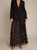 KYLETHOMASW  -  Womens Sexy Sheer Lace Skirt High Waisted Floral Embroidered See Through Ruffled A Line Long Maxi Long Beach Coverup Skirts