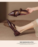 KYLETHOMASW  -  Autumn New Fashion French retro Elegant pointed toe Shallow mouth versatile one-character flat shoes low-heeled shoes