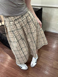 KYLETHOMASW  -  Vintage Plaid Skirt Women Preppy Style Harajuku Long Skirts Japanese Style Casual High Waist Maxi Skirts Streetwear