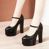 KYLETHOMASW  -  15cm Small Size 32-43 Sexy Extreme Block High Heels Shoes for Dress Model Party Wedding Shallow Thick Bottom Platform Pumps