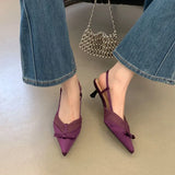 KYLETHOMASW  -  Pink Elegant Women Sandals Low Heel Shoes Fashion Pointed Toe Designer Pumps Slingback Shoes Ladies Stiletto Heels Sandals