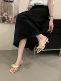 KYLETHOMASW  -  Summer Fashion Bowknot Concise Style Women Slippers Comfort Breathable High Heel Slippers Square Toe Sexy Female Slippers 625
