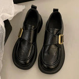 KYLETHOMASW  -  British Style Metal Buckle Women Low Heels Shoes 2025 New Fashionable Daily Dress Up Flat Shoes Outside Casual Comfortable Shoes