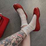 KYLETHOMASW  -  Comfortable Soft Breathable Cotton Summer Thin Split Toe Woman Mesh Socks Ice Cream Candy Color Two-Toed Japanese Tabi Sox
