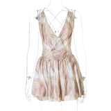 KYLETHOMASW  -  Neck Sling Skirt Printed Halter Strap Design Deep V-neck Dress
