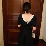 KYLETHOMASW  -  French Summer New Women's Pearl Hepburn Dress Salty or Sweet Short-sleeved Midi Skirt