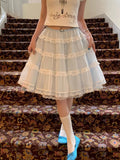 KYLETHOMASW  -  Lace Tiered Skirt Women Light Blue Sheer Chiffon Cake Dress Summer Boho Elegant Midi Skirt Beach Vacation Outfit Hot Sale