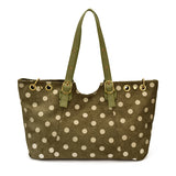 KYLETHOMASW  -  Korean Retro Polka Dot Shoulder Bag Metal Ring Decor Large Capacity Travel Tote Bag Fashion Casual Commuter Underarm Bags