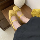 KYLETHOMASW  -  Woman 2025 Shallow Mouth Grandma Shoes Female Footwear Soft Bow-Knot Square Toe Elegant Ballet Dress Butterfly New