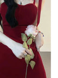 KYLETHOMASW  -  Suspender Mini Dress Summer New Slim Sleeveless Red Hot Girl Hip Skirt Patry Strap Sexy Dress Women Clothes