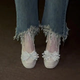 KYLETHOMASW  -  Silver Stunning Block Heels Mary Jane Shoes