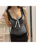 Kylethomasw  Woman Sexy Camisole Hot Tank Gyaru Top Kpop Crop New Trend Tops O-neck Crochet Top Vest Checkerboard Plaid Patchwork