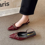 KYLETHOMASW  -  Women Pointed Toe Heeled Sandals Bow Sexy Slippers Slingback Summer Shoes Party 2025 Trend New Fashion Dress Woman Shoes Zapatos