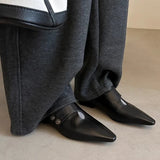 KYLETHOMASW  -  Designer Low Heel Loafers Women Retro Pointed Toe Fashion British Style Small Leather Shoes Elegant Brand Mary Jane Shoes Women