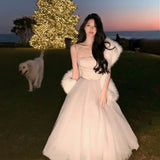 KYLETHOMASW  -  Fairycore White Princess Dress Sweet Elegant Ball Gown Birthday Party Vestidos Gauze Bodycone Strapless Camisole Long Dresses