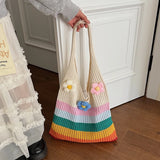 KYLETHOMASW  -  Large Shoulder Bag for Women Summer Wool Knitting Ladies Tote Shopper Bag Korean Fashion Luxury Female Handbags Travel