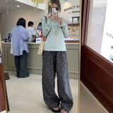 KYLETHOMASW  -  2025 Summer Hot Retro Internet Celebrity Korean New Straight Tube Loose Wave Embroidery Casual Pants Trend