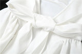 KYLETHOMASW  -  Three Sisters Summer New Temperament Elegant Birthday Party White Woman Clothing Backless Tie Bow Solid Color Prom Dress  2025