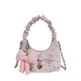 KYLETHOMASW  -  Women Cute Colorful Polka Dot Hobo Bag Ruched Handle Small PU Leather Chain Crossbody Purse with Bow Charm New Handbags