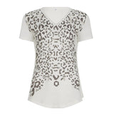 KYLETHOMASW  -  Spicy leopard print T-shirt with slanted shoulders, short sleeves, loose casual style, thin top, spring and summer new products