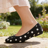 KYLETHOMASW  -  Luxury Designer Ballet Flats Women Bow Decoration Polka Dot Pleated Design Dress Shoes for Girls Elegant Party Mary Jane Shoes
