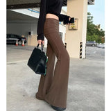 Kylethomasw Korean Retro Splicing Solid Color All-match Casual Pants Women 2024 Autumn New Fake Two-piece Low Waist Sexy Slim Wide Leg Pants
