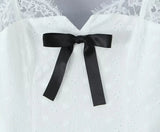KYLETHOMASW  -  Bow Lace Trim White Sling Mini Sexy Dresses  Sweet Women Elegant A-line Cotton Summer Dress Night Out Robe