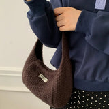 KYLETHOMASW  -  Korean Simple Knitted Shoulder Bags Sweet Y2k Aesthetic Casual Underarm Bag Streetwear Ins Bow Purses and Handbags Y2k Aesthetic