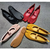 KYLETHOMASW  -  Women's Suede Mary Jane Flats Strap Design Split - Toe Comfortable Casual Shoes Stylish Daily/Lounge Footwear