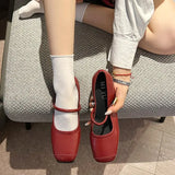 KYLETHOMASW  -  Shoes for Women New Fashion Medium Heeled Women Single Shoes Soft and Comfortable Red Ballet Shoes Zapatos De Mujer