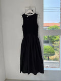 KYLETHOMASW  -  Casual Long Dress Women 2025 Korean Summer Design Round Neck Pleated Texture Slim Fit Sleeveless Vest Vestidos