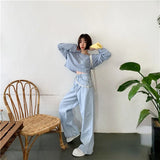KYLETHOMASW  -  vintage womens fashion high waist  Women's Wide leg jeans baggy woman denim capris straight Pants jean mom jeans trousers