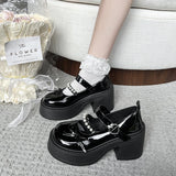 KYLETHOMASW  -  Black Super High Heels Mary Jane Shoes Women Goth Chunky Platform Pumps Woman Plus Size Ankle Buckle Party Lolita Shoes