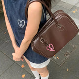 KYLETHOMASW  -  Vintage Coffee Handbag Wallet Women Retro Jk Uniform Large Capacity Tote Bag Female Harajuku Shoulder Bowling Bag
