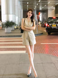 KYLETHOMASW  -  Commuter Suit Women's Summer V-neck Suit Vest High Waisted Wide Leg Shorts Two-piece Set Fashion Female Clothes