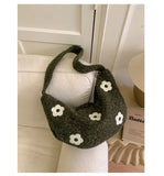 KYLETHOMASW  -  Korean Fluffy Sweet Floral Underarm Bag Y2k Lamb Wool Shopping Handbags Women New All Match Streetwear Travel Shoulder Bags