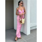 KYLETHOMASW  -  Women Sleeveless Maxi Tank Dress Spaghetti Strap Pattern Long Bodycon Dress Slim Dress