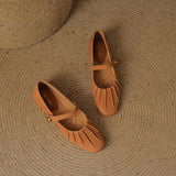 KYLETHOMASW  -  Real genuine leather women mary janes strap casal flat pumps