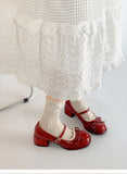KYLETHOMASW  -  Designer Spring Autumn Thick Heel Women Mary Jane Shoes Concise Butterfly-knot Single Shoes Ladies Elegant Dress Leather Pumps