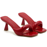 KYLETHOMASW  -  New Fashion High Heel Slippers Women Open Toe Slingback Sandals Female Pumps Square Toe Summer Simple Designer Heeled Sandals