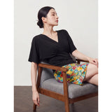KYLETHOMASW  -  Casual Cross V-neck Batwing Sleeve Slim Fit Knitted Top Summer Polyester Fiber Pure Color Regular Sleeve Length