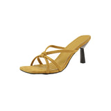 KYLETHOMASW  -  New Rhinestone Square Head Sandals Women's Temperament Socialite Style Fine Heel High Heel Women's Sandals
