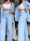 KYLETHOMASW  -  Three Sisters Autumn New Style Women's Elegant Pure Color Lapel Slim Personality Straight Trousers Two-piece Suit Women