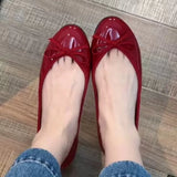 KYLETHOMASW  -  Luxury Designer Shoes for Women Quality Patent Leather Ballet Flats Women Round Toe Slip on Daily Wedding Shoes Zapatos Mujer