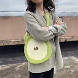 KYLETHOMASW  -  Cute Pear Shape Wool Felt Crossbody Bag Handmade Felt Fruit Mini Shoulder Purse Women Girls Small Phone Coin Messenger Bag