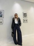 KYLETHOMASW  -  Striped Baggy Pants Women's Pants Autumn Elegant Pleated Wide Leg Oversized Trousers Ladies Fashion High Waist Pants