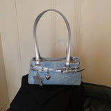 KYLETHOMASW  -  Women's Denim Silver Shoulder Bag Sweet Daily Casual Tote Underarm Bags Female Fashion New Luxury Small Handbags and Purses