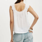 KYLETHOMASW  -  Women U-Neck Tank Tops Casual Summer Lace Trim Loose Sleeveless Shirt Basic Vest Aesthetic Clothes for Streetwear
