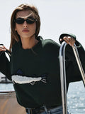 KYLETHOMASW  -  Crewneck Embroidered Fish Knit Sweater Long Sleeve Relaxed Fit 2025 Autumn Preppy Women Top Fashion Daily Casual Lady Pullover